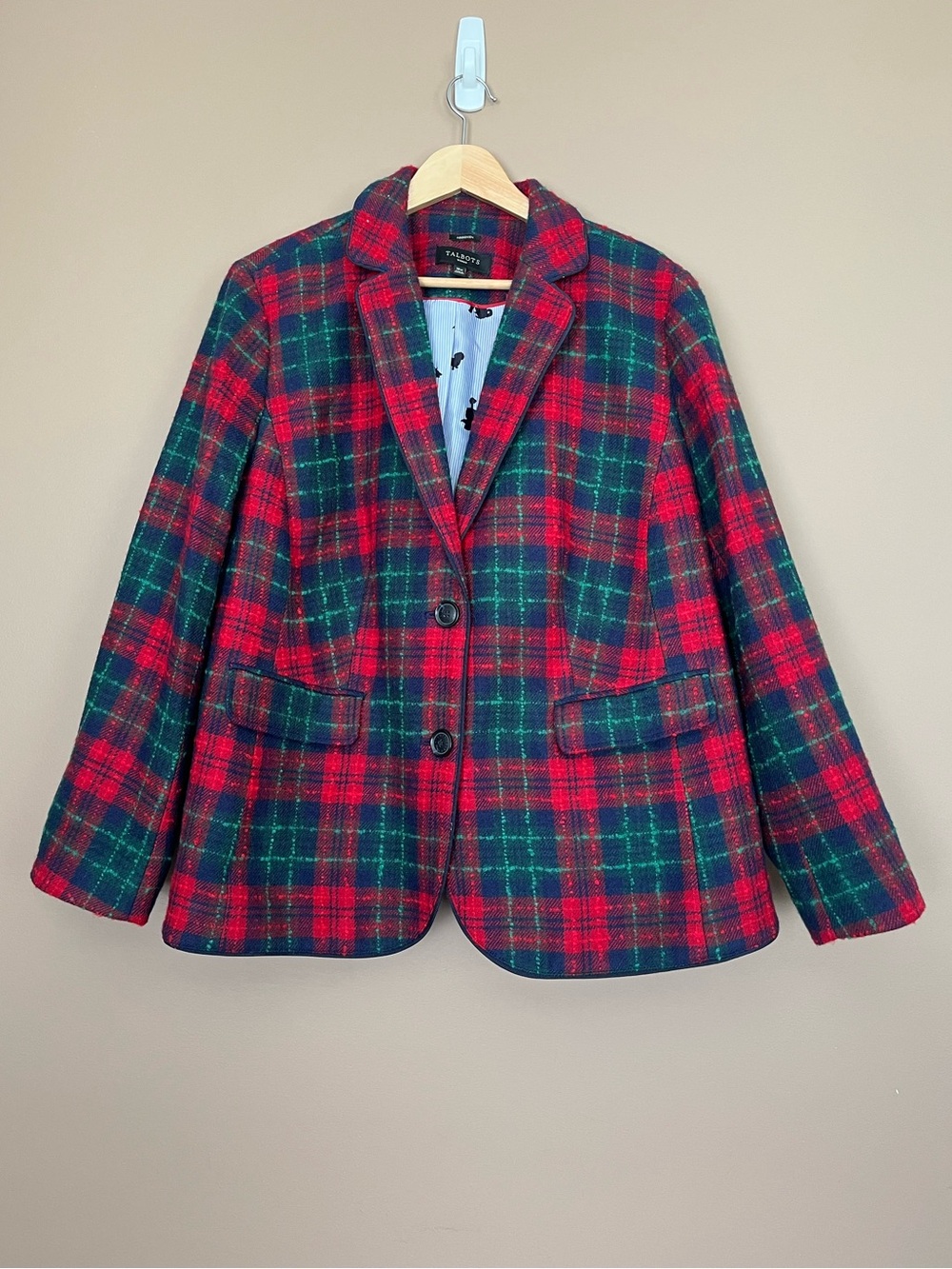 {Talbots} Wool Blend Aberdeen Plaid Blazer - Womens 18W